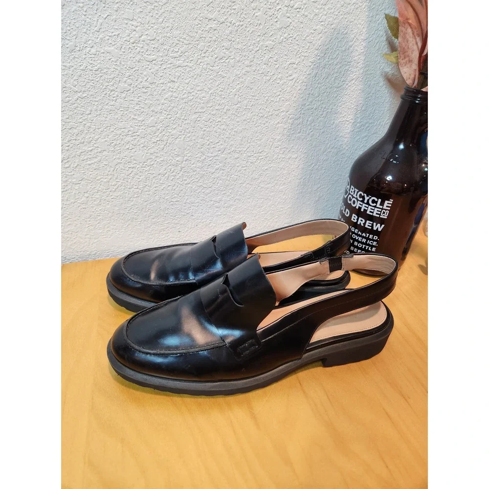 Cole Haan Women's Black Leather Slingback Loafers – Size 9.5B‎ – Grand.OS